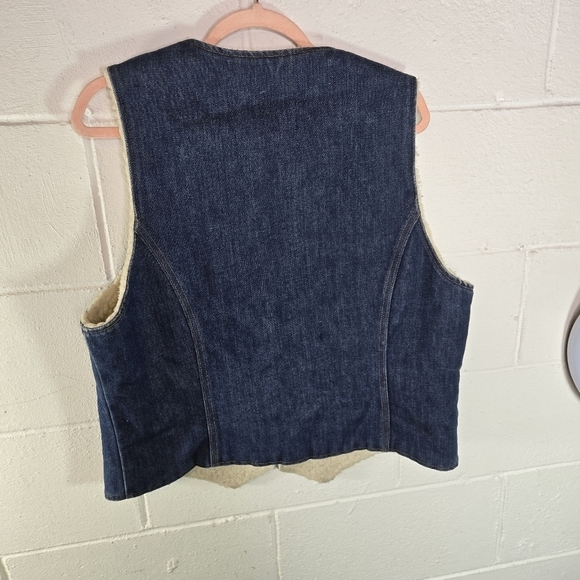 Vtg 70s Nelson blue jean denim fleece shearling vest - Picture 5 of 11